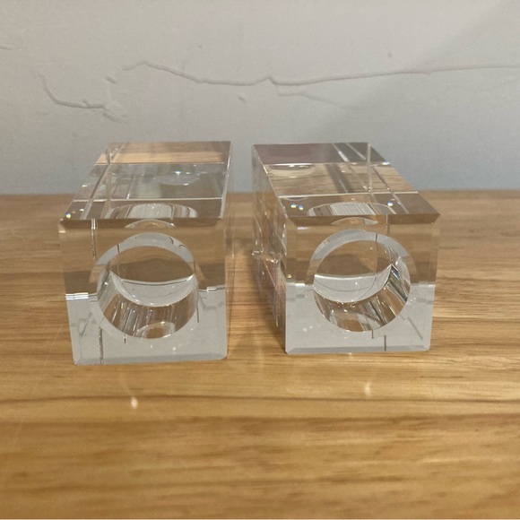 2 Crystal Candle Holders Oleg Cassini Kelly 4” Tall Clear Candlestick Set - Picture 8 of 16